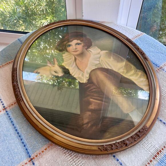 Vintage Sir Henry Raeburn Age of Innocence Young Boy, Gilted Ornate Oval Frame - Picture 1 of 16